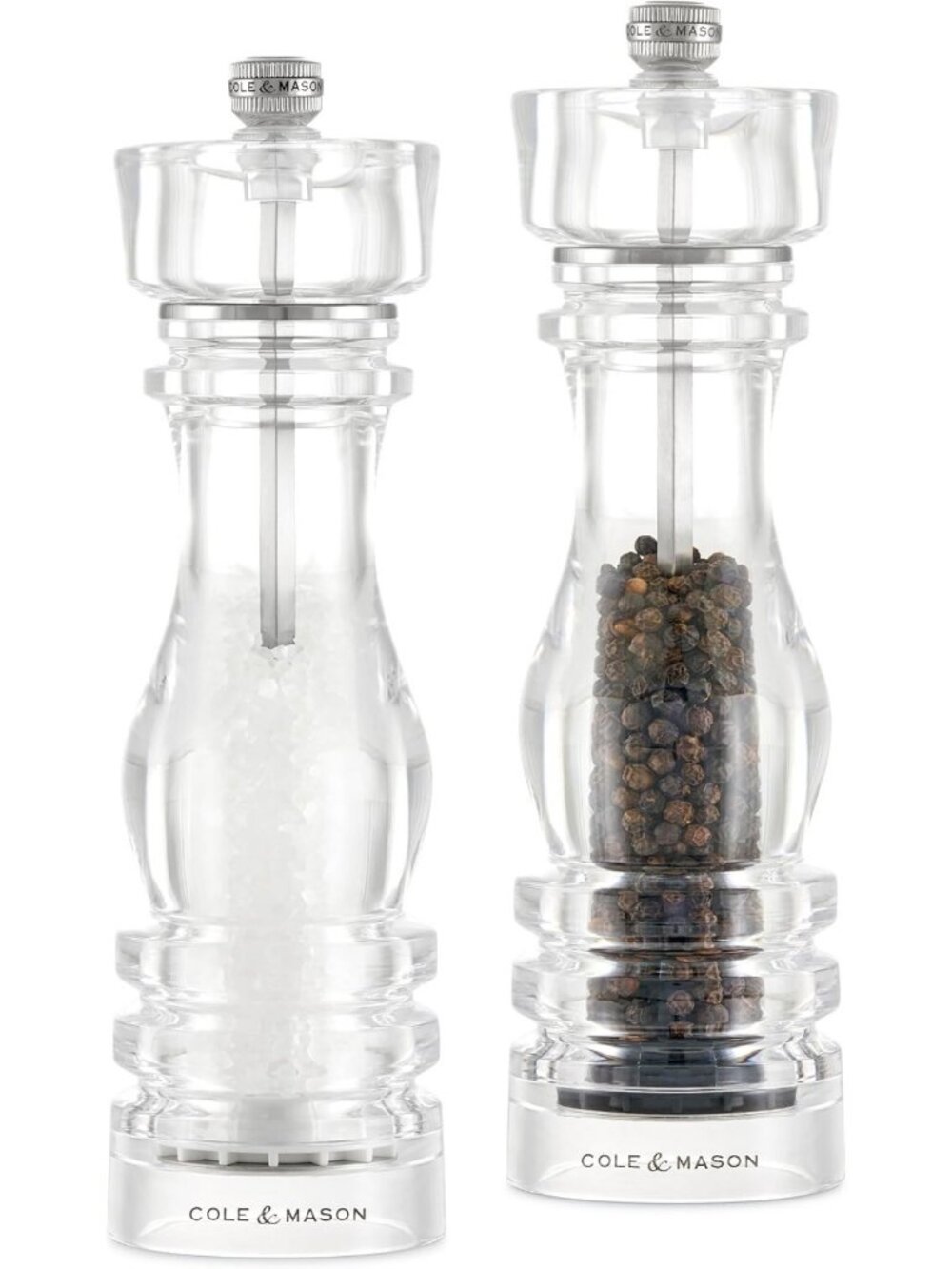Elegant Acrylic Salt & Pepper Mill Set - 8'' Kitchen Essential Gift Idea